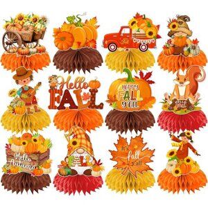 Fall Party Decorations Honeycomb Centerpieces, 12Pcs Fall Table Decorations